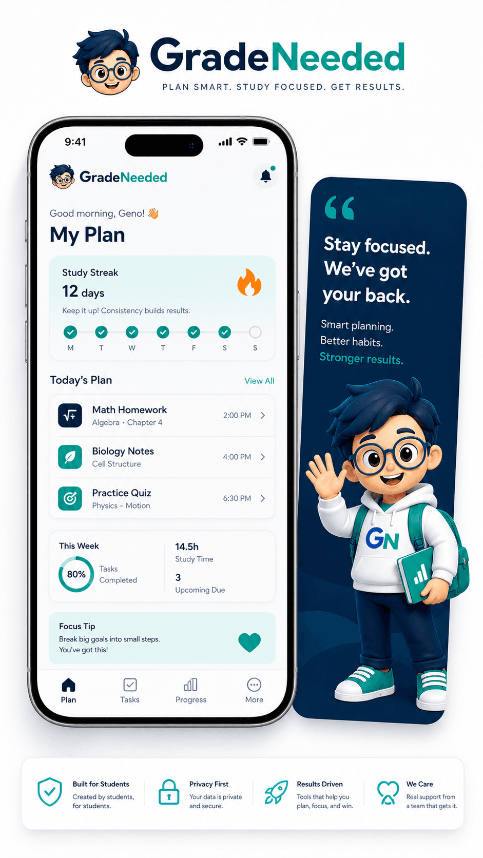 GradeNeeded mobile — your academic command center